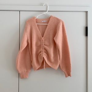 Peachy pink Mango sweater with ruching